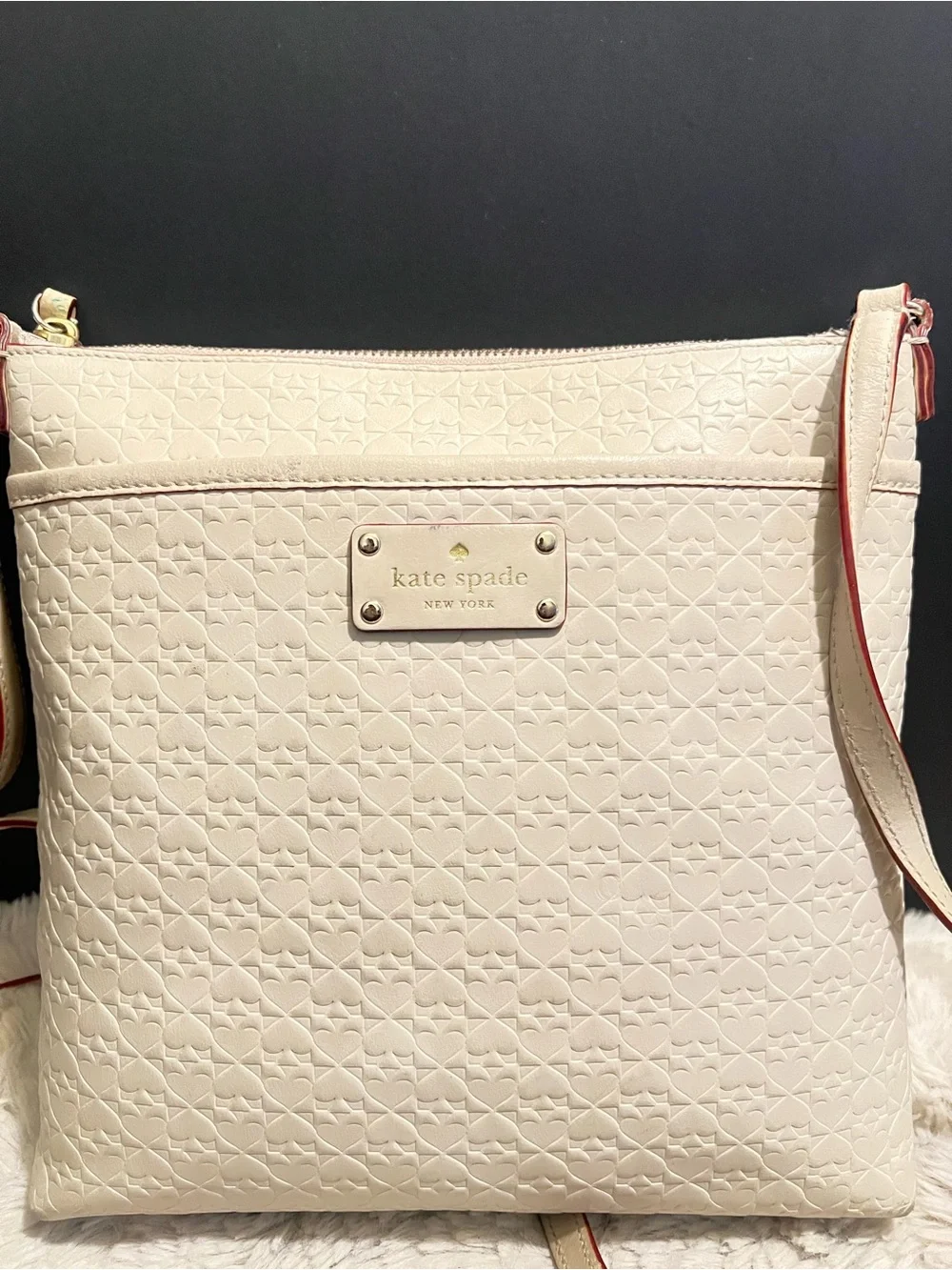 kate spade New York Penn Place Keisha Cream Embossed Leather Crossbody Bag